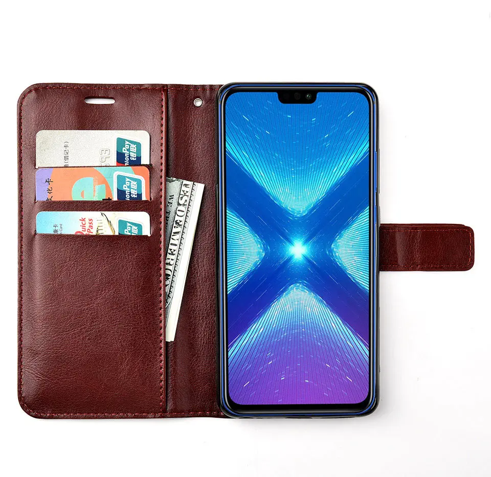 Роскошный кожаный чехол-книжка для huawei Honor 8X Чехол чехол на заднюю панель