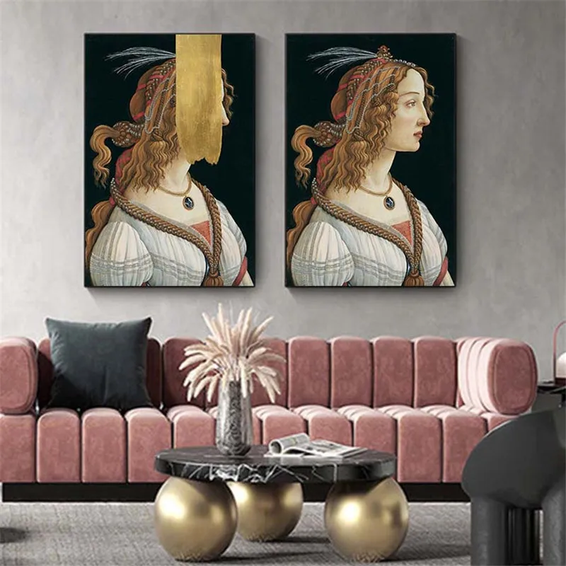 

Portrait of a Young Woman by Sandro Botticelli, Famous Painting Wall Art Canvas Decor Prints on Canvas Pictures for Living Room