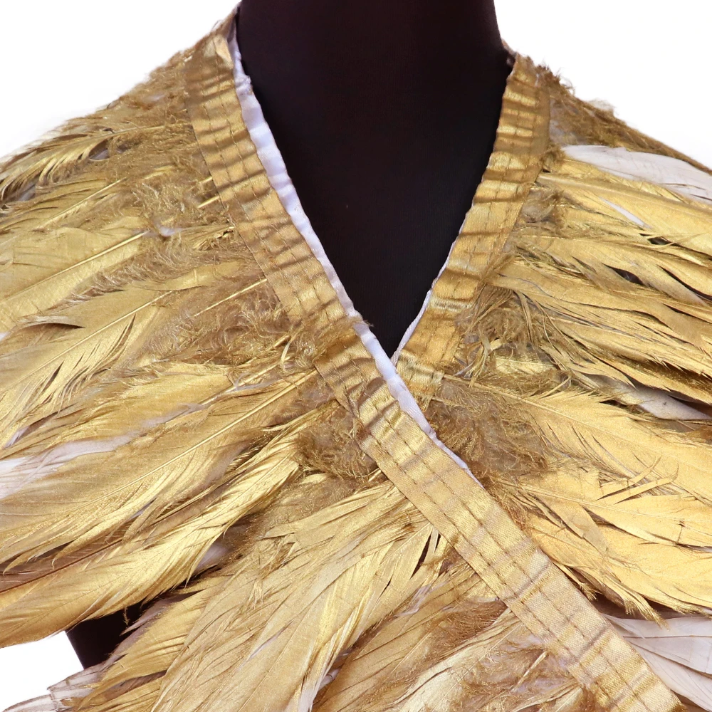 

1 Meter Dipped Gold Feathers Trim Ribbon Decoration for Crafts Jewelry Making Accessory Diy Natural Rooster Goose Plumes Fringe