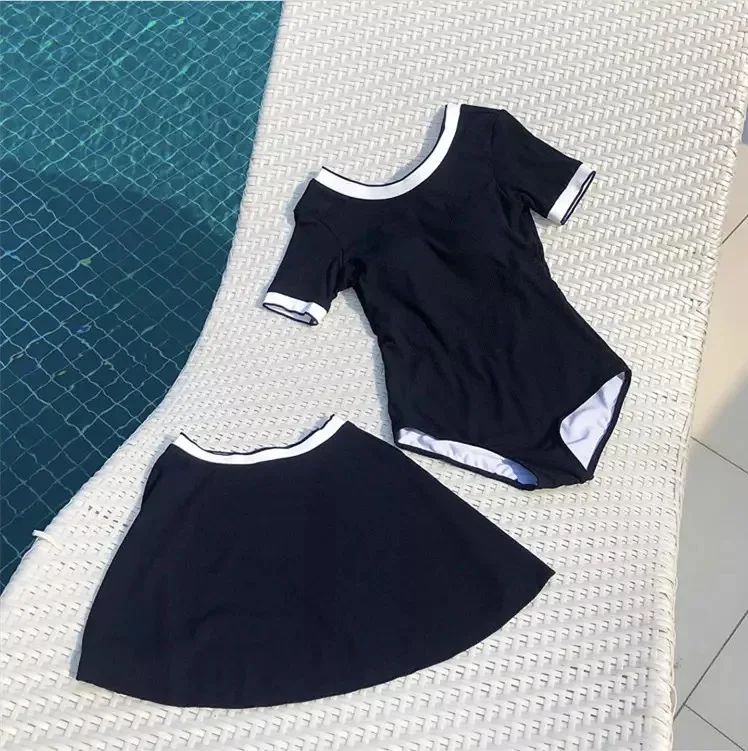 Swimwear Korea New Style INS Online Bathing Suit Women's Conservative Skirt One Cover Meat Slimming Set Bubble Holiday | Спорт и