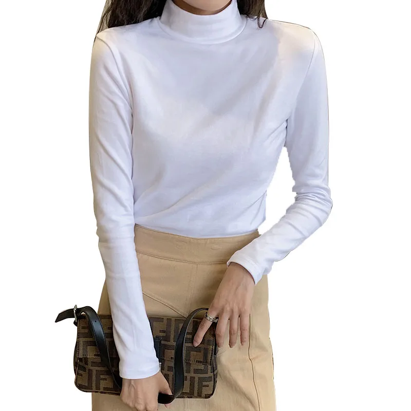 Женская Удлиненная рубашка с высоким воротником на осень и зиму 20 Новинка