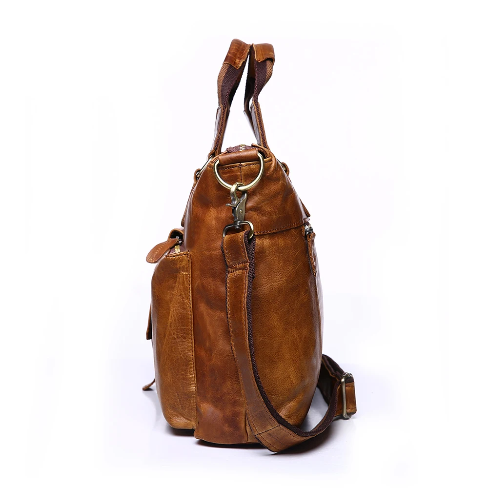 lachiour business office handag men real crazy horse genuine leather messenger bag male ducument travel laptop shoulder bag free global shipping