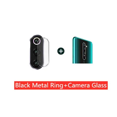 3-в-1 Камера протектор+ закаленное Стекло для Xiaomi Redmi Примечание 8 Pro Экран высокотемпературный ПУ, защитный задний футляр, Камера металлическое кольцо для Redmi-Note-8-Pro - Color: 2 in 1 Black
