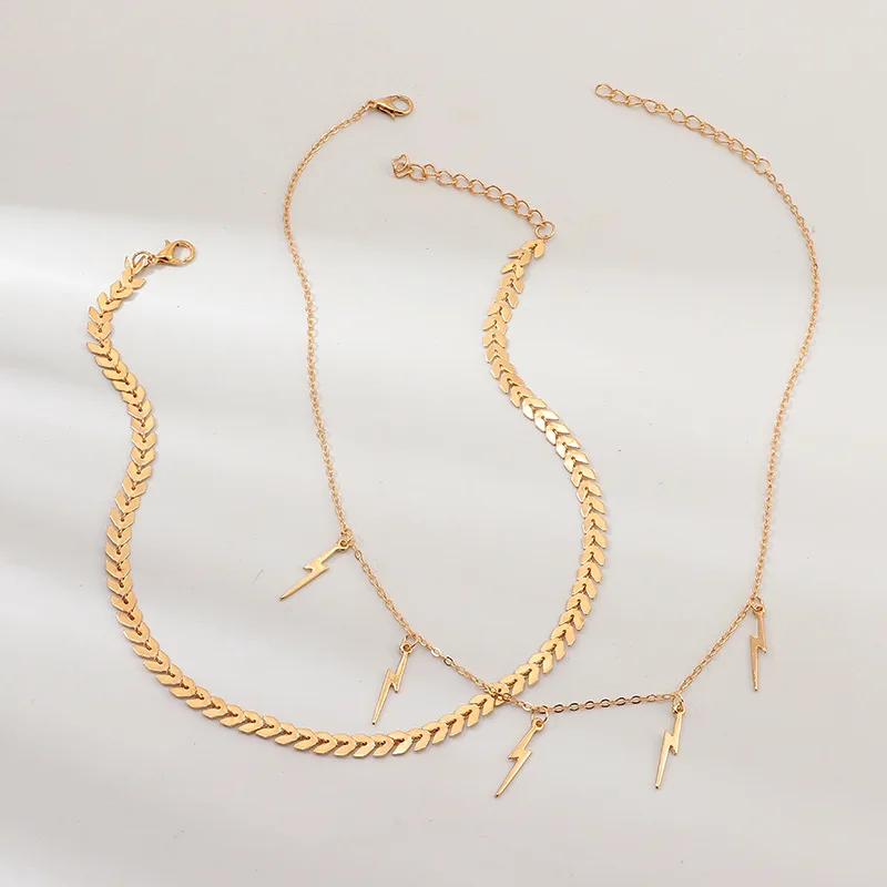 Простые женские ожерелья бижутерия модная цепочка на шею молния кулон золотая