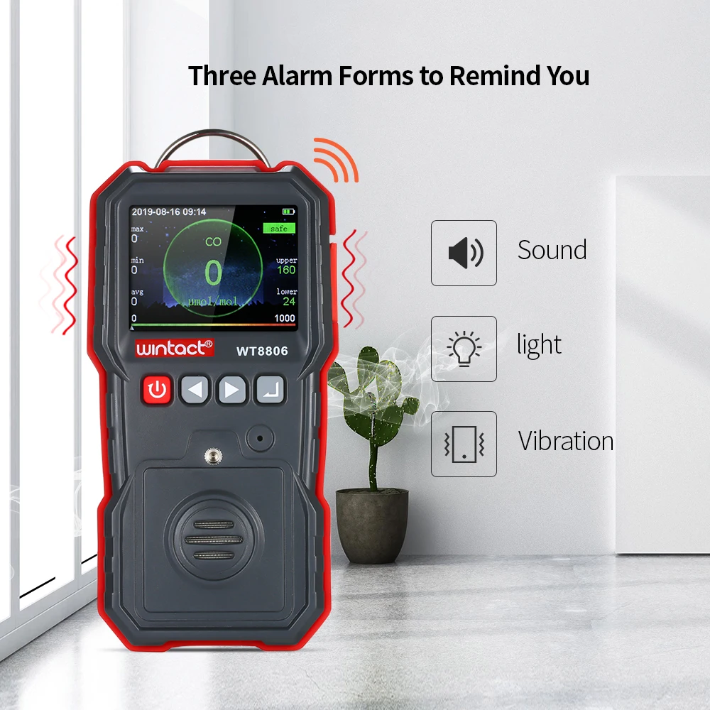Portable CO Gas Detector Analyzer 0-1000umol/mol Carbon Monoxide Concentration with Sound-light and Vibration Alarm | Инструменты