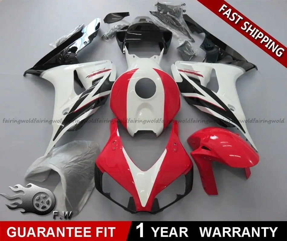 Red White Black ZXMT обтекатель с комплектом кузова Подходит для Honda CBR1000RR 2006 2007 06 07 ABS литья под давлением многоцветный синий желтый красный белый черный - Цвет: Red White Black