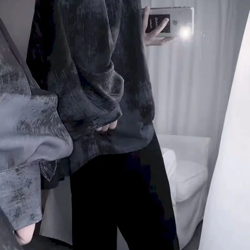 Мужская рубашка в гонконгском стиле новинка 2022 свободная с длинными рукавами и