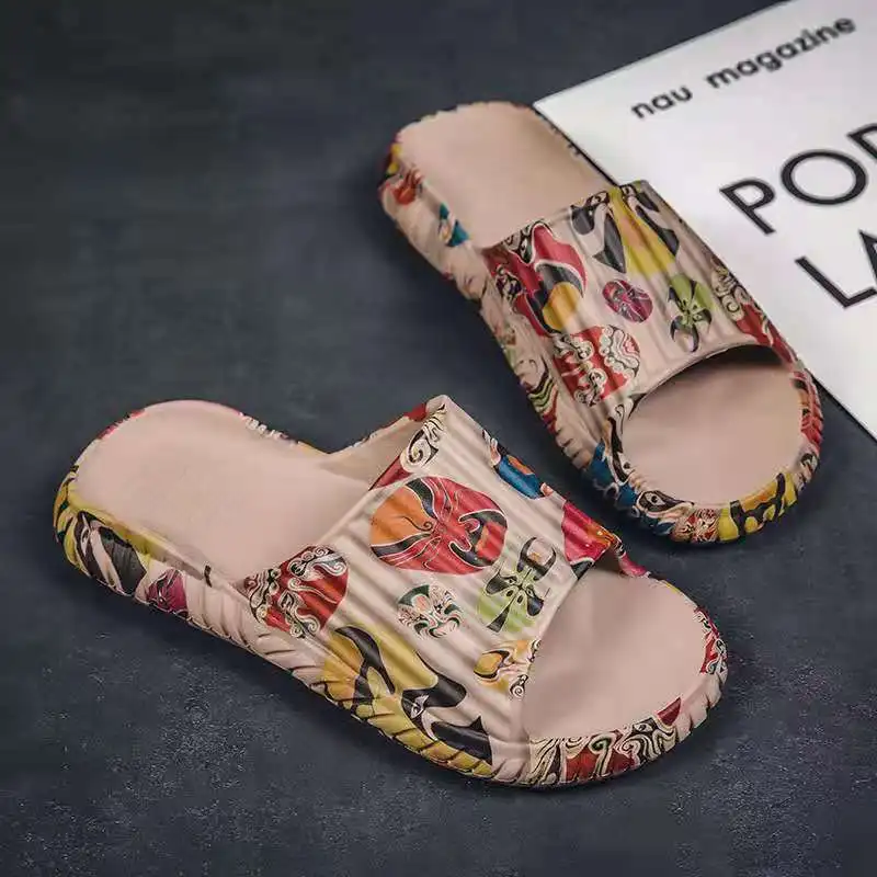 

New Women Summer Fashion Slippers Men Soft Bottom Indoor Bathroom Non-slip Cartoon Slippers Outdoor Beach Shoes Eva Flip Flops