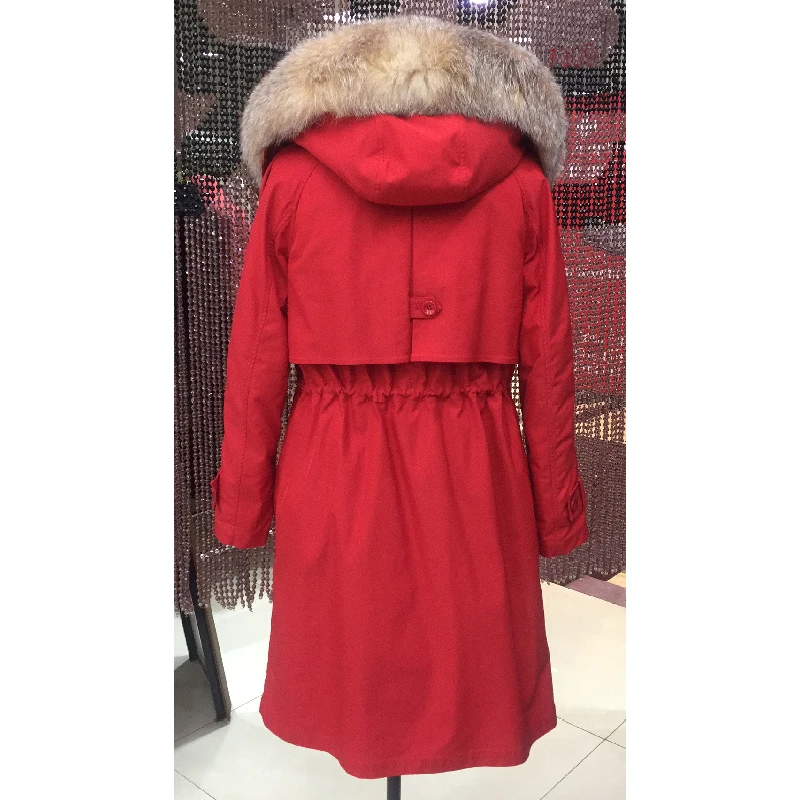 Женская зимняя длинная парка пальто куртка с капюшоном воротник из лисьего меха