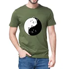 Футболка унисекс, из 100% хлопка, с изображением кота тайчи, йиньяна, кунфу, летняя мужская Свободная футболка с круглым вырезом, для влюбленных