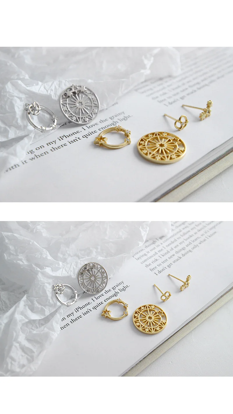 Серьги гвоздики из стерлингового серебра 925 пробы с цирконием в форме звезды