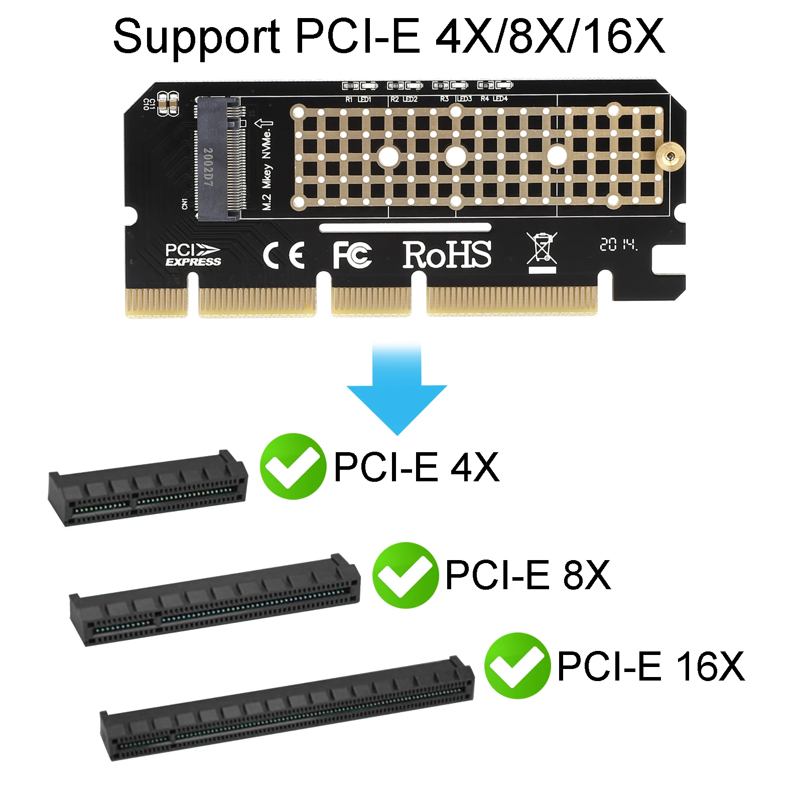 M.2 NVMe SSD NGFF к PCIE 3 0 X16 адаптер с светодиодный M ключ интерфейсная карта Suppor PCI Express X4