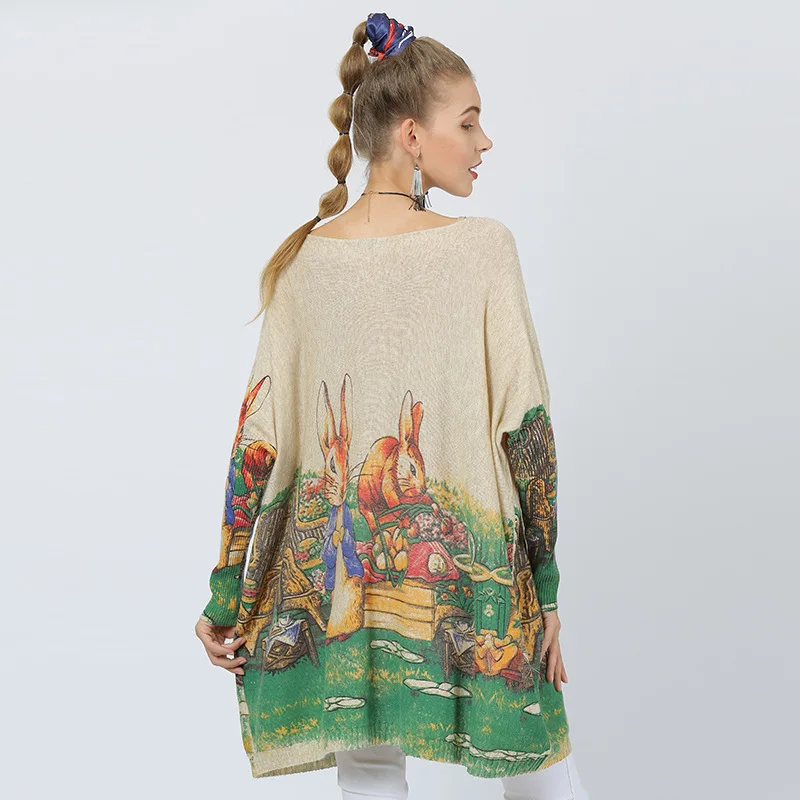 Женский вязаный свитер XIKOI Повседневный пуловер большого размера с принтом