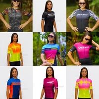 2021 vezzo womens short sleeve cycling clothing breathable go pro team bicycle jersey roupa de ciclismo ladies mtb wear summer