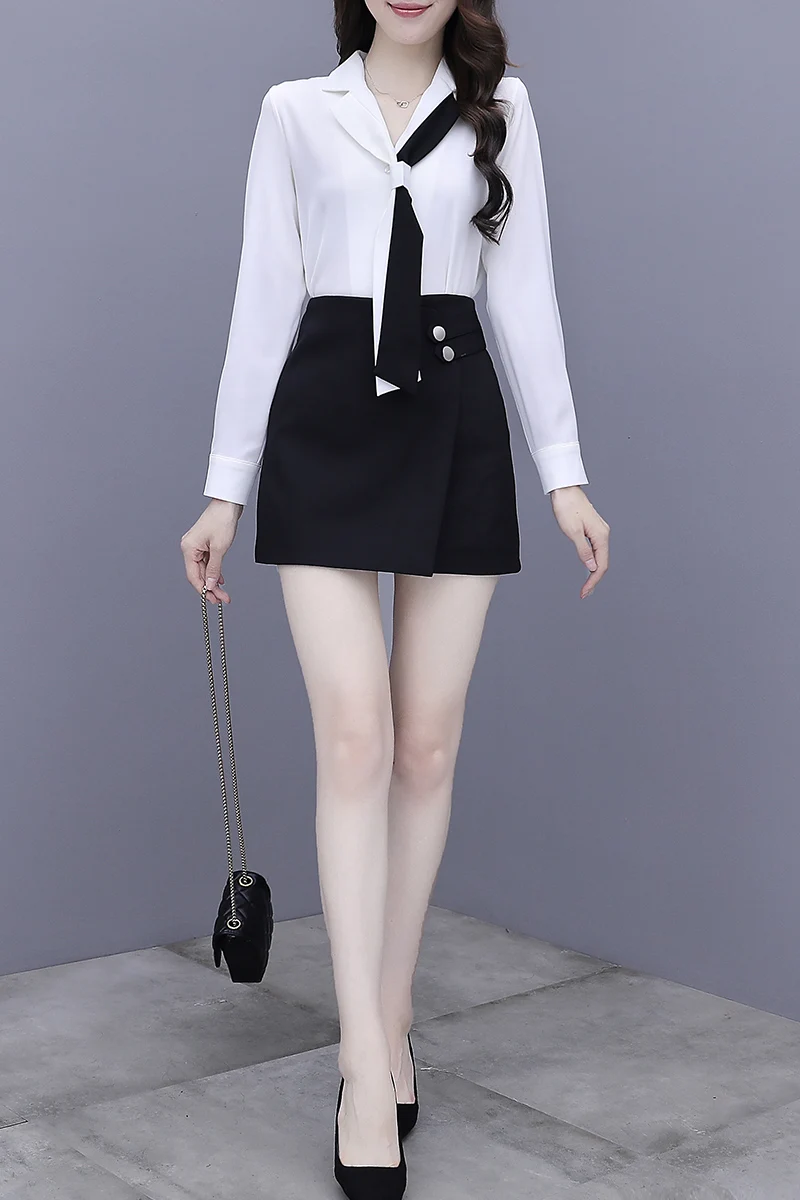 

Autumn Outfit Women White Shirt A Line Skirt Set Clothing Two Pcs High-End Professional Suit New Office Ladies Fashion Korea