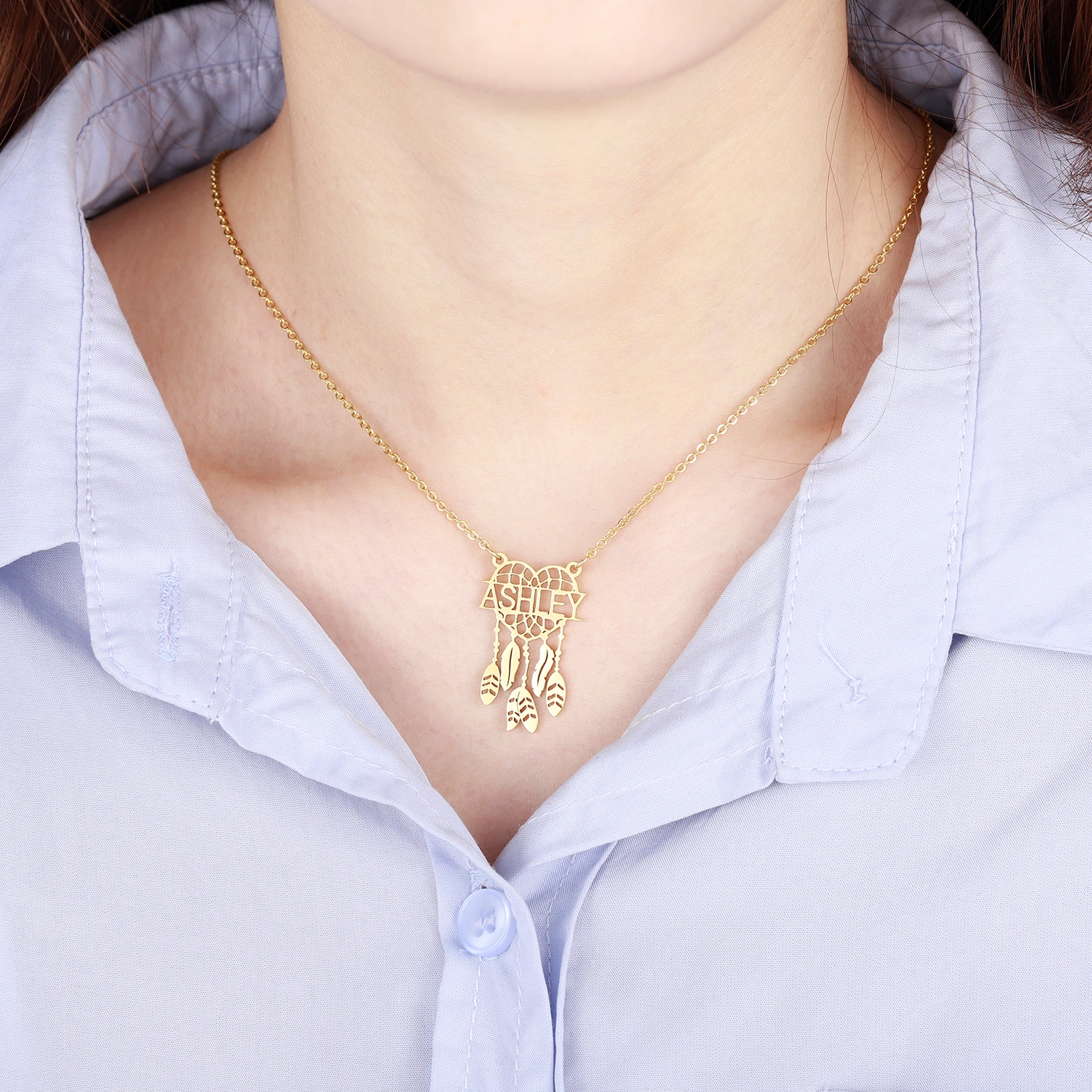 Ожерелье с именем Ловец снов на заказ из нержавеющей стали индийская мандала