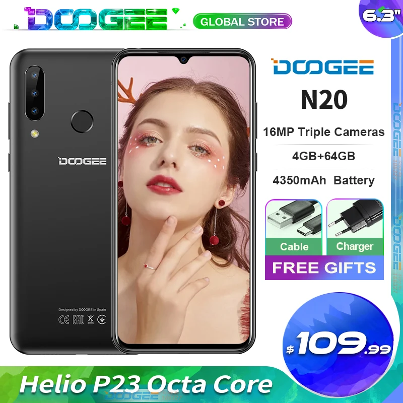 DOOGEE N20 16MP тройной задней Камера мобильный телефон отпечатков пальцев 6 3 дюймов FHD +