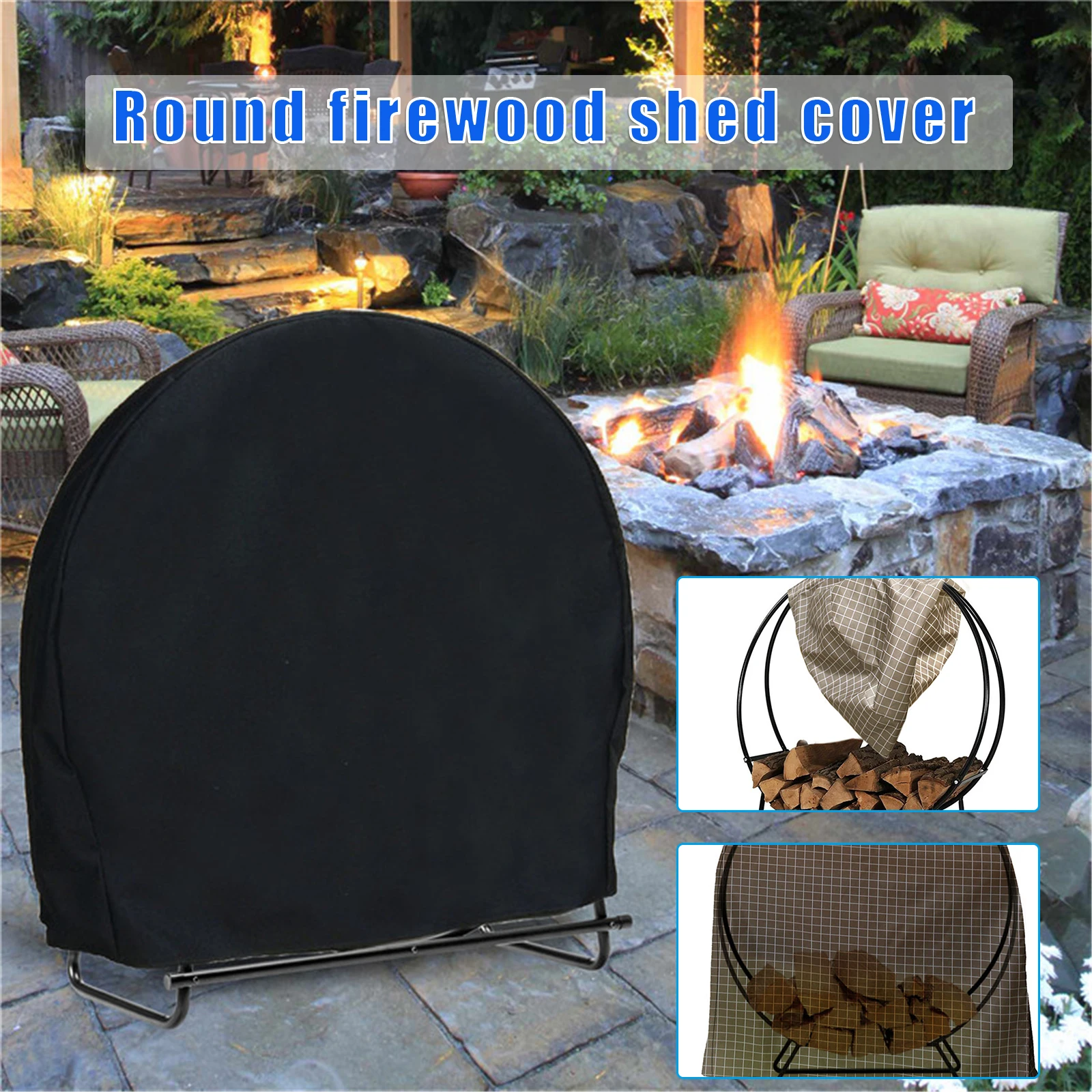 

Firewood Log Rack Cover Outdoor Waterproof Log Hoop Cover Windproof Dry Wood Pile Holder Storage Tarp Cover Stock Dust Covers