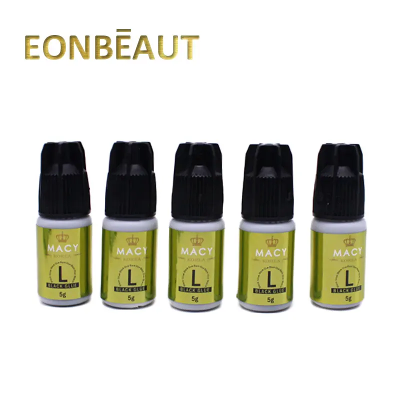5 бутылочек черный клей MACY Type L для наращивания ресниц мл корейский оригинальный