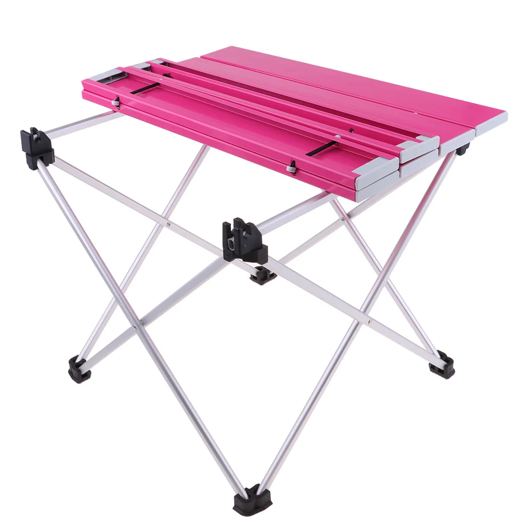 Pink 39.5x35x32cm 3 Открытый алюминиевый складной стол для пикника, кемпинга, Сверхлегкий компактный размер с сумкой для хранения для рыбалки на заднем дворе - Цвет: Pink 39.5x35x32cm 3