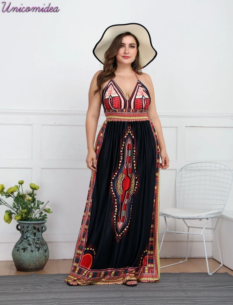 Цветочный длинный Boho богемный пляжный летний женский сарафан сексуальный v образный вырез без рукавов