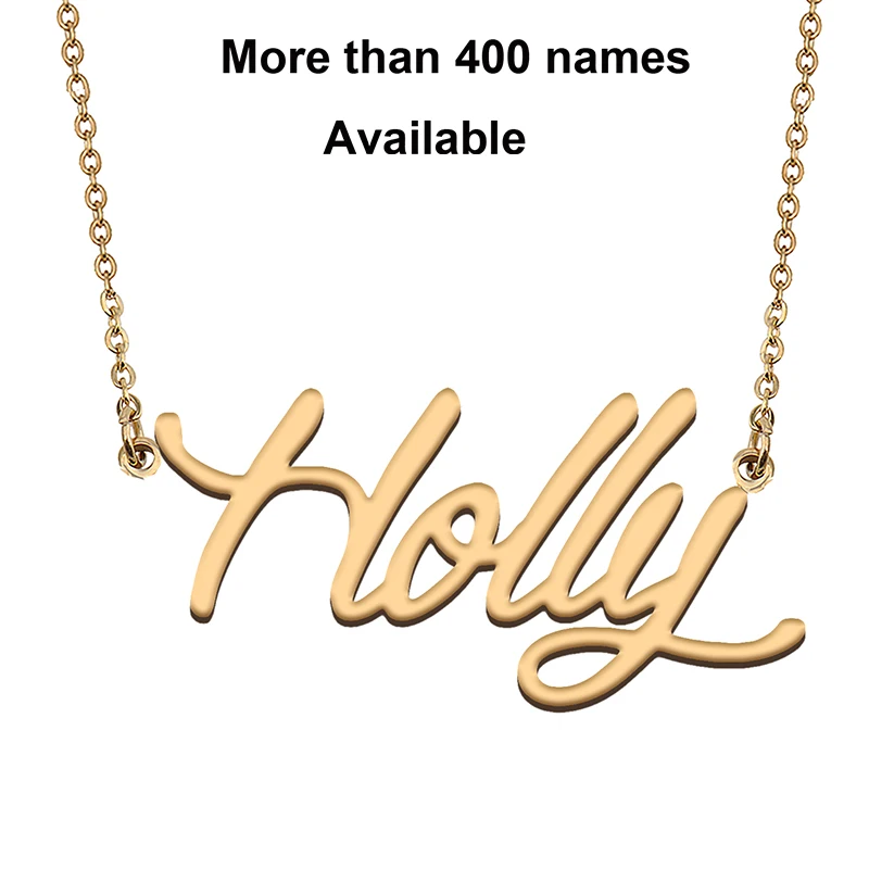 

Cursive Initial Letters Name Necklace for Holly Birthday Party Christmas New Year Graduation Wedding Valentine Day Gift