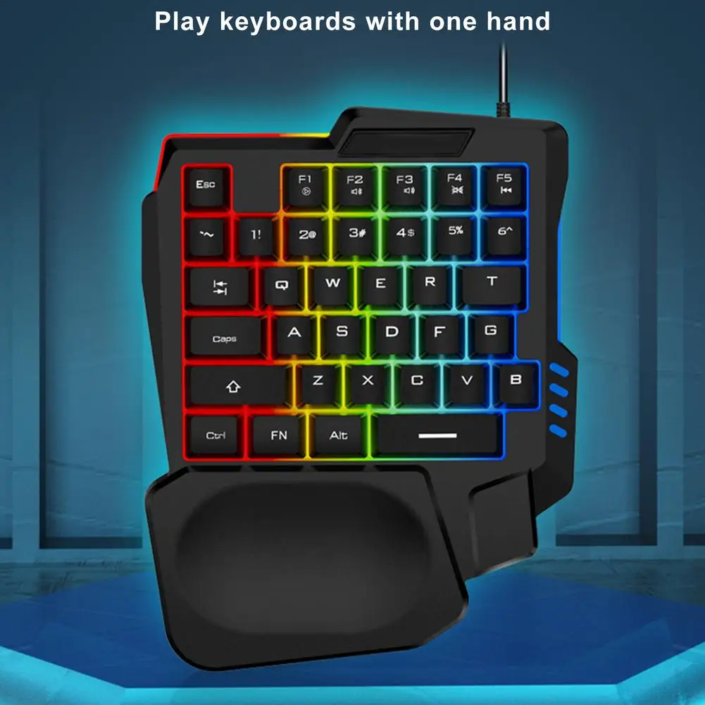 Left Hand Half Wired Gaming Keyboard With RGB Backlit 35 Keys One-handed Mini Game Keypad Portable Keyboard For PC Laptop images - 6