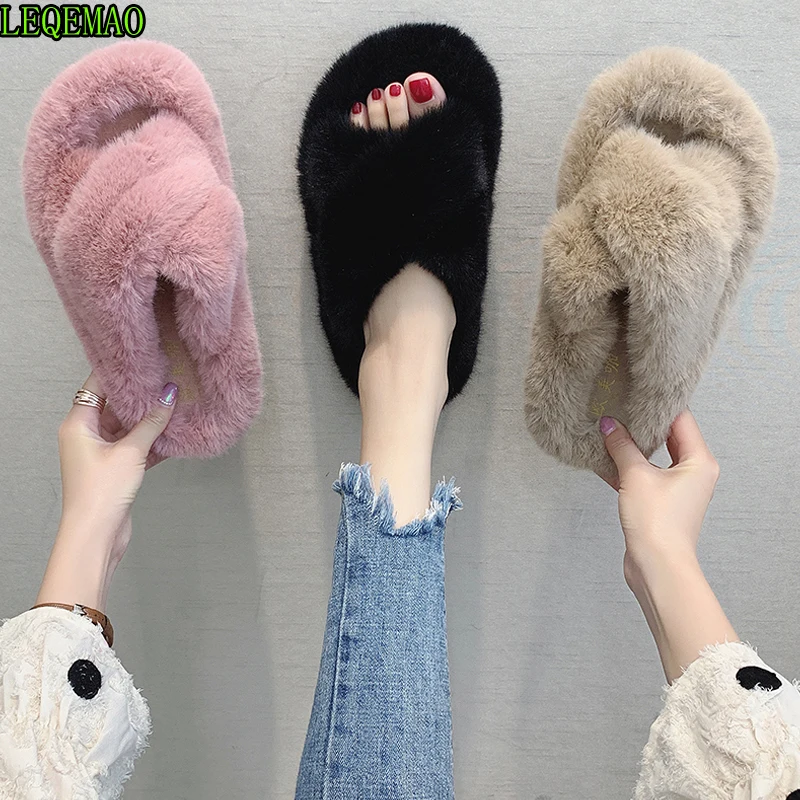 Меховые и пушистые меховые тапочки для женщин домашние сезон осень зима плюшевые