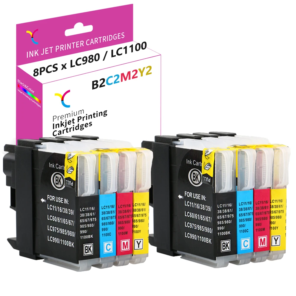 

YC LC980 Ink LC1100 Ink Compatible for Brother DCP-195C DCP-585CW DCP-385C 375CW MFC-990CW MFC-6490CW MFC-490CW MFC-5890CN J615W