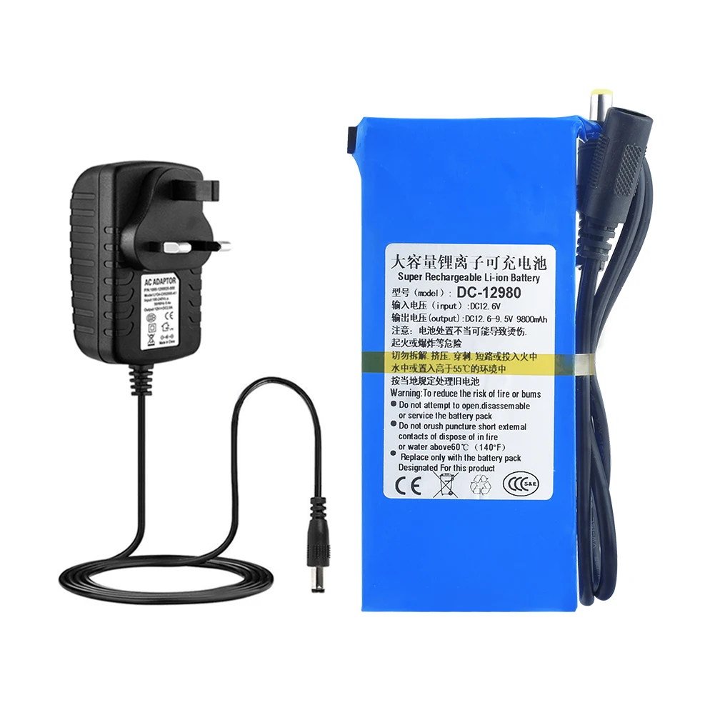 Защита от перезарядки DC 12V 9800MAH литий ионная аккумуляторная батарея для камеры