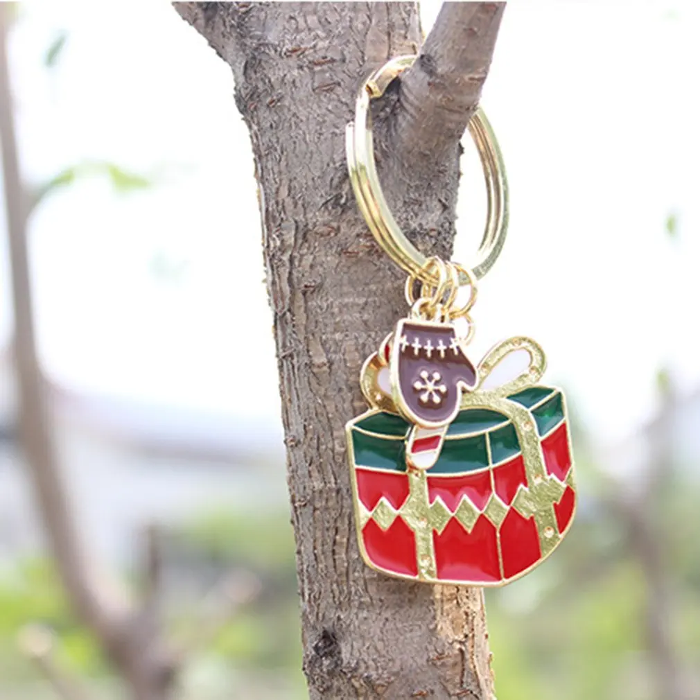Модные брелки с Санта-Клаусом милые рождественской елкой хрустальные ювелирные