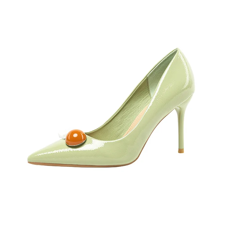 

2021 New High Heels Women's Korean Fashion High Heels Patent Leather Ladies Dress Shoes Women Shoes Shoe for Women
