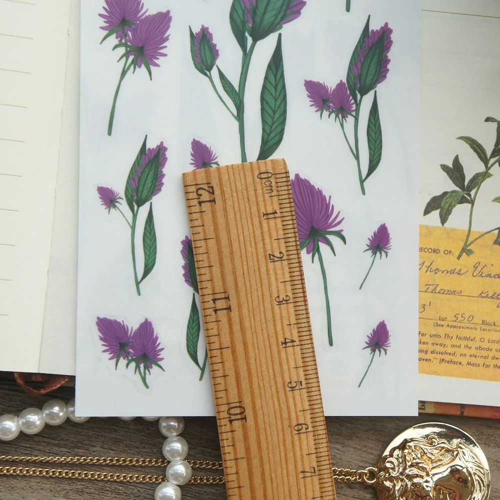 1 лист фиолетовых цветов дизайн листьев наклейка в подарок рождественский