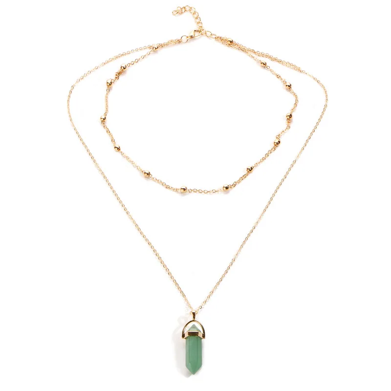 Женское ожерелье с подвеской многослойное колье золотистого цвета натуральным