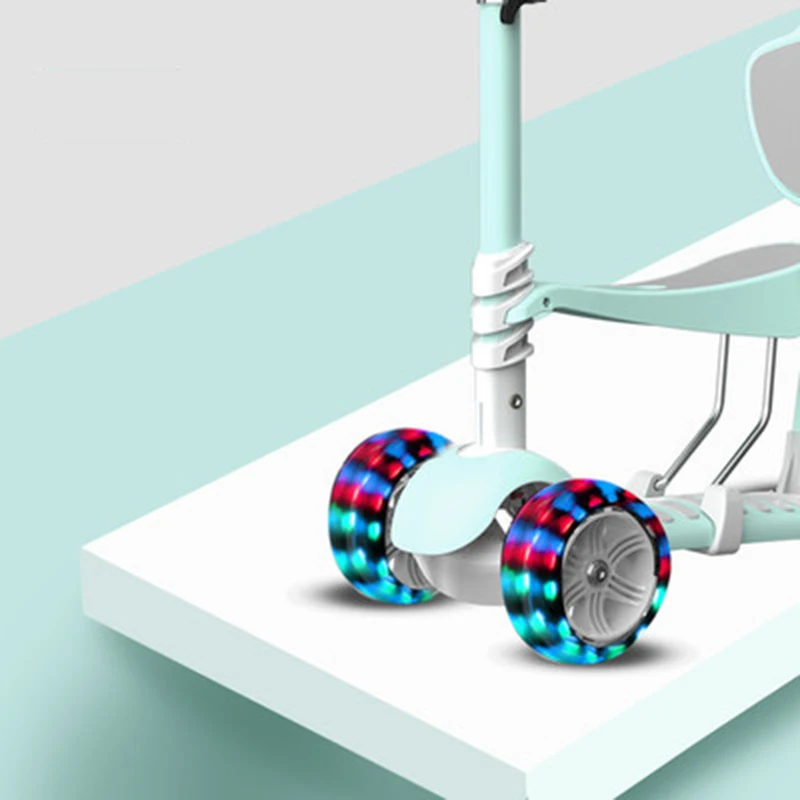 Детский скутер 5 в 1 3 колеса мигающие качели для детей от 2 до 15 лет коляска езды на