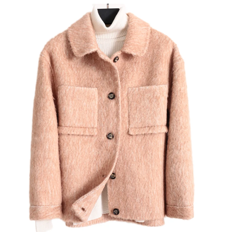 Женское пальто Smpevrg стильное с отложным воротником теплые длинным рукавом