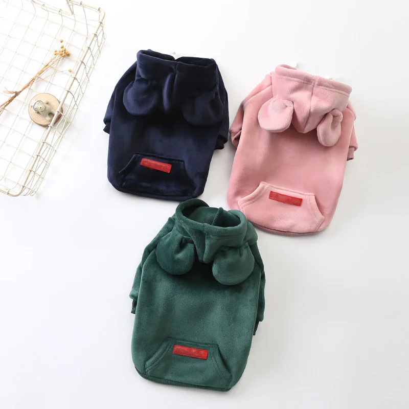 Однотонные собака одежда теплая верхняя для домашних животных собак Костюмы
