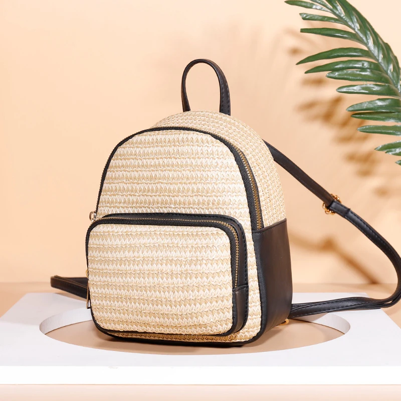 

Fashion Backpack Style Women Woven Tote Bag Summer Beach Rattan Shoulder Bag Top Straw Handle Bags Handbag Women Crossbody Bag