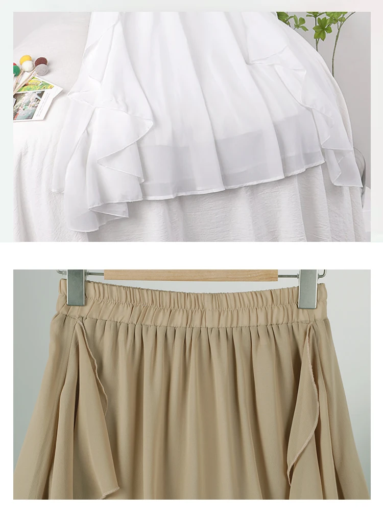 

Irregular Chiffon Skirt 2021 New Summer High Waist Mid-length Solid Color A-line Women Skirts