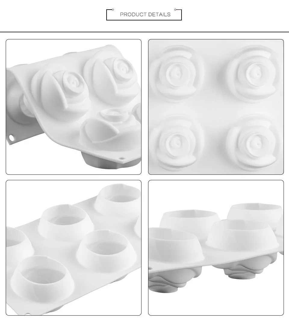 

3D Rose Shape Silicone Molds for Baking Cake Tray Chocolate Mousse Moulds Silicone Baking Pan Bakeware Baking Accessories