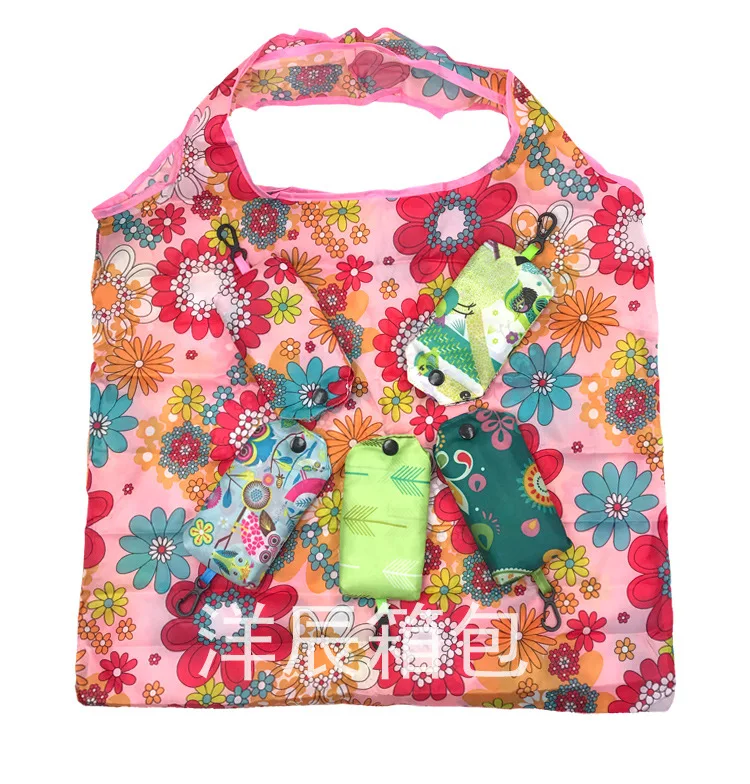 

Floral mobile phone type folding shopping bag, environmental protection bag, one-shoulder tote bag, large capacity waterproof