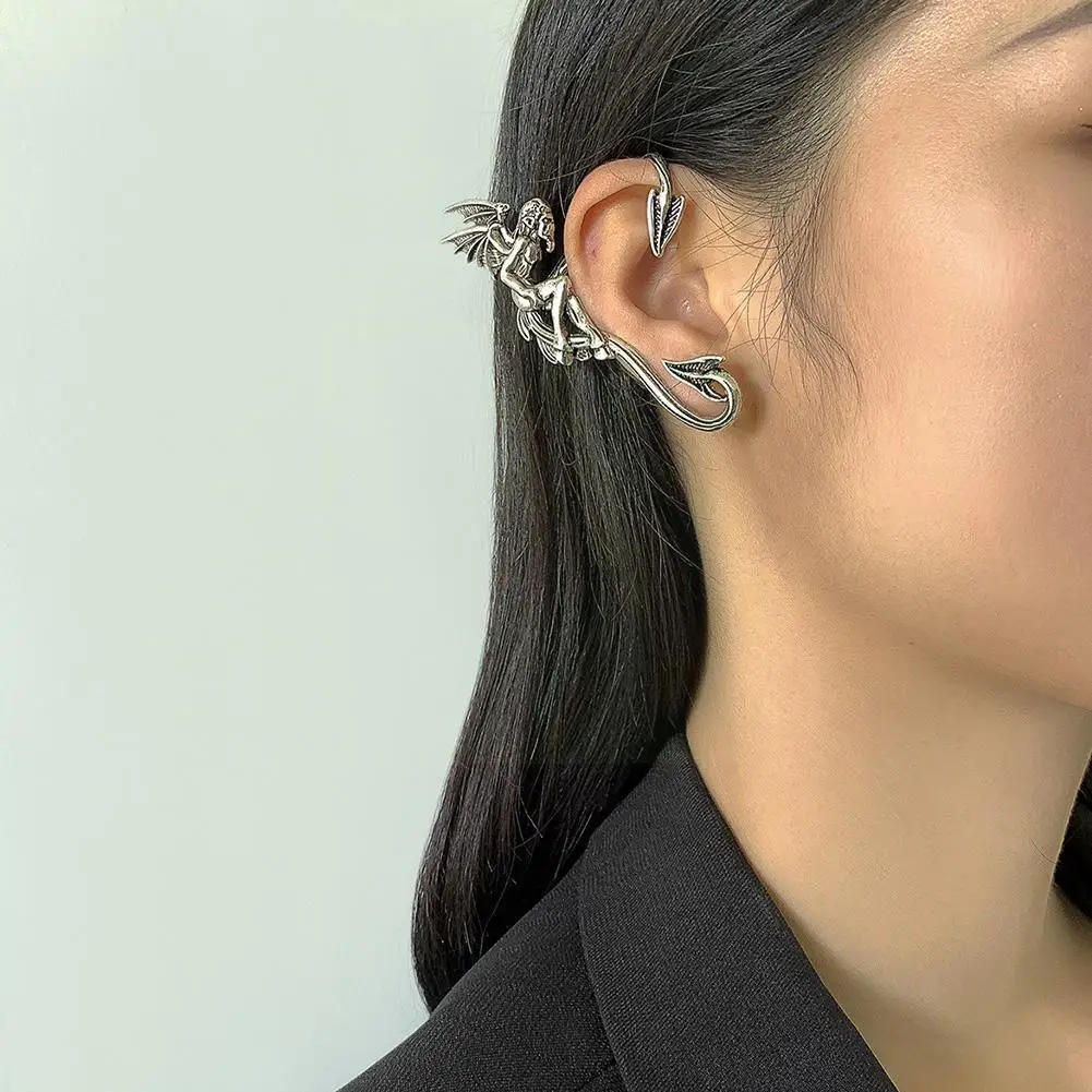 

Women Retro Devil Angel Three-dimensional Contour Ear Jewelry Clip No Gifts Earrings Pierced 83x55mm Fairy Elf Wing Women G F9n2