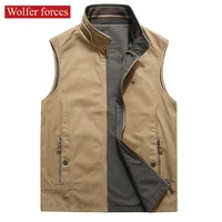 new style cotton vest middle aged and elderly mens spring and autumn outdoor leisure sleeveless jacket double sided wear loose