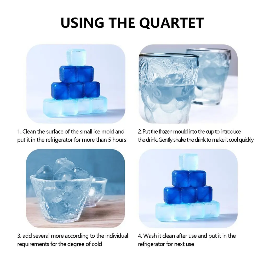 

10 Pcs Convenient Reusable Blue Ice Cubes PVC Non-melting Ice Cube Food Grade Plastic Cold Drinks Without Dilution