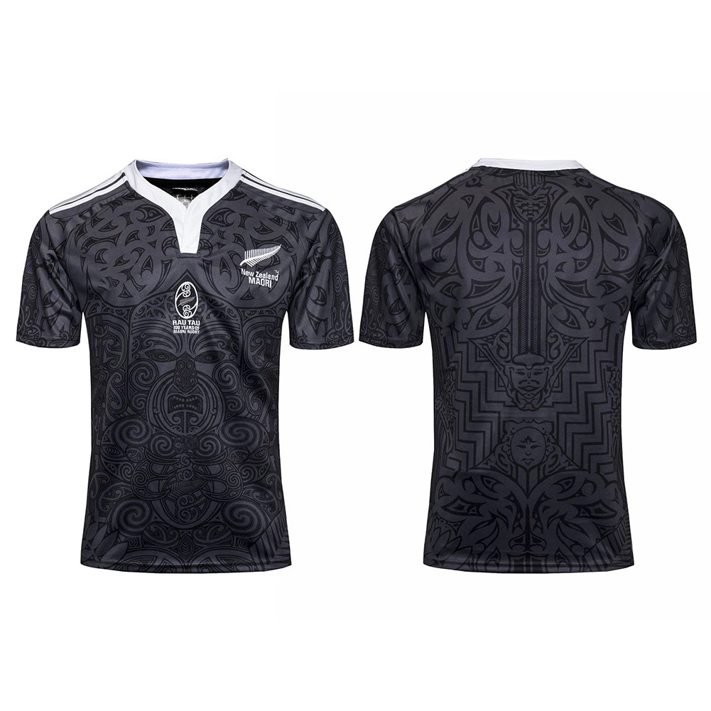 

New Zealand 100 Anniversary Commemorative Rugby Sports T-shirt High-density Printing On Ribbed Collar With Elastic Cuffs S-3XL