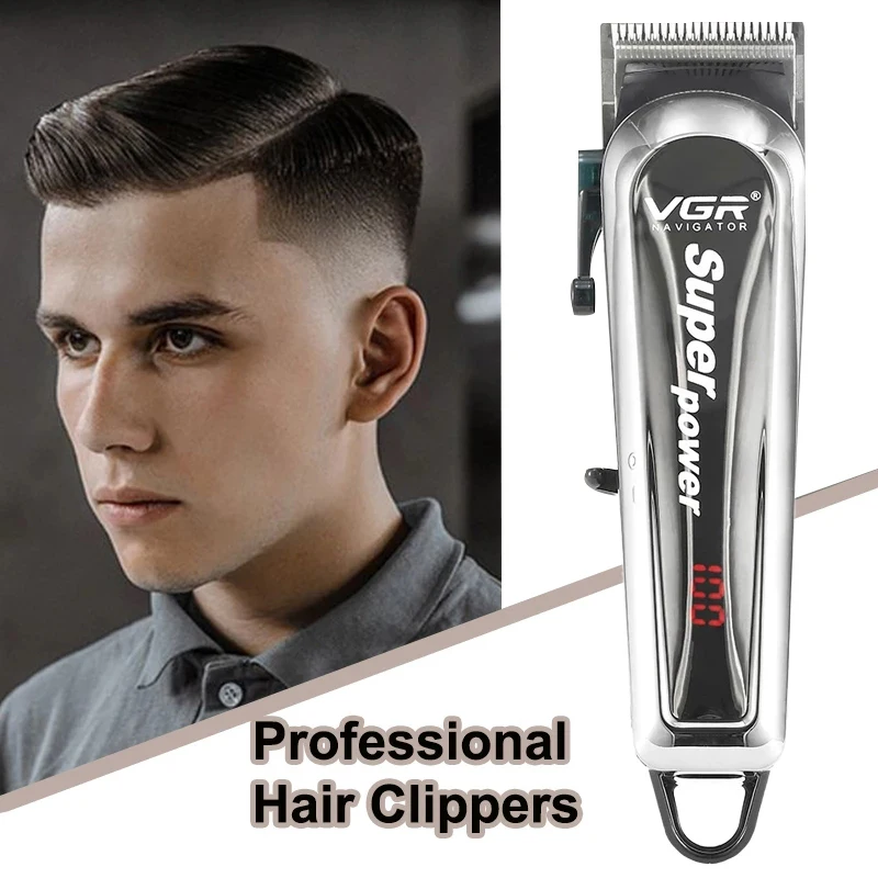 

VGR Upgrade Hair Trimmer Professional Barber Shop Hair Cutting Machine Hair Clipper LCD Display Salon Haircut Styling Tools Men