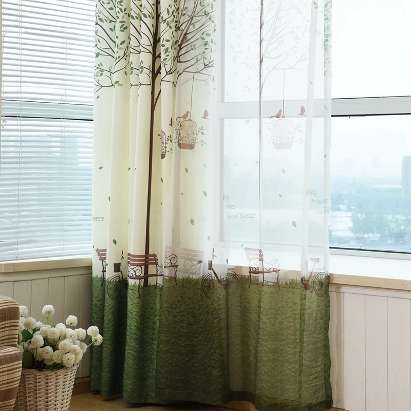 Деревенский занавески для детской комнаты из вуали с принтом елка Window