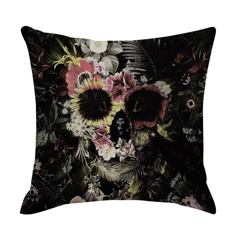 Декоративная подушка с уникальным рисунком головы скелета наволочка для дивана