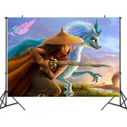 300x20 0 см фон для студийной фотосъемки с изображением диснееввечерние, Raya и The Last Dragon Party, фон для фотосъемки с изображением героев мультфильмов, декоративные принадлежности