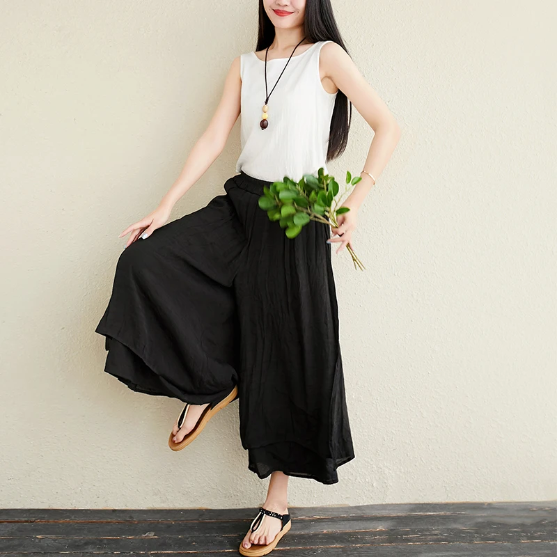 2 слоя дизайн 100% мягкие льняные шорты юбки для женщин модная Домашняя одежда с